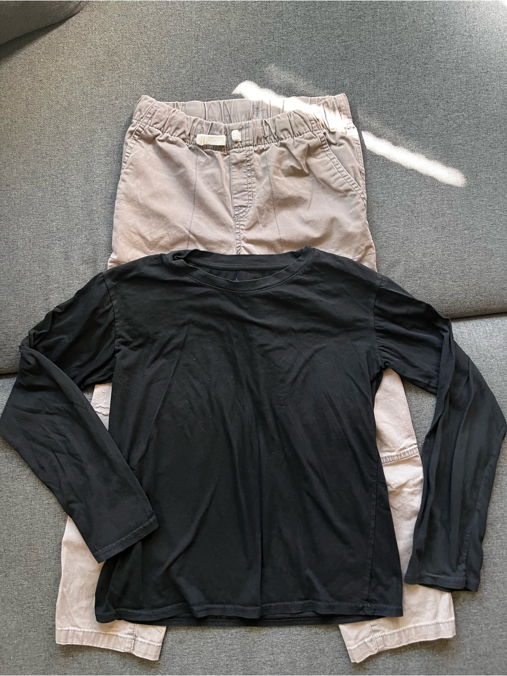Boys Size 10 Outfit Bundle Cat & Jack Gray Pants Black Long Sleeve Cotton Tee